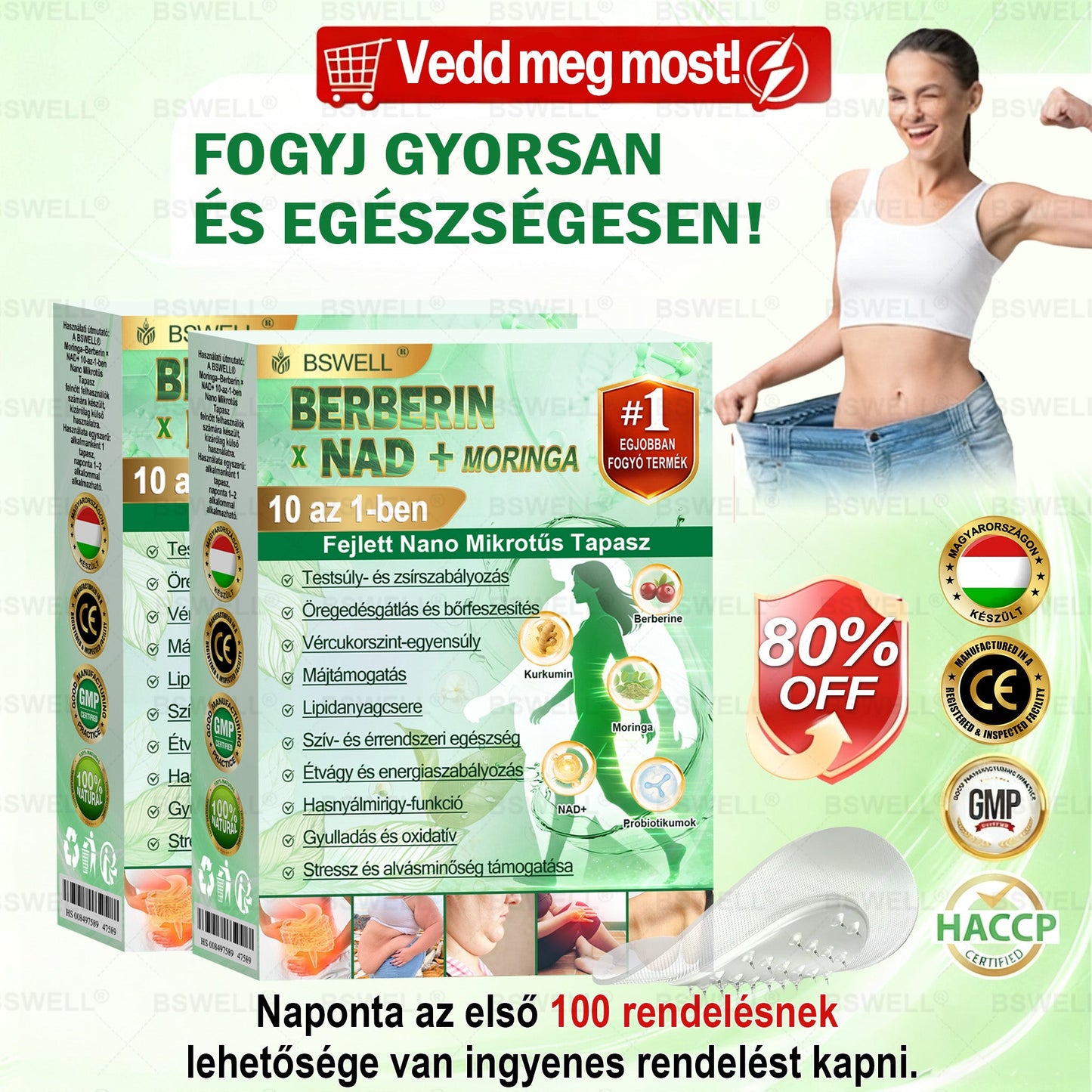💚BSWELL® Nano mikrotűs karcsúsító tapasz (Naponta egyszer már 28 napon belül látható változások láthatók) Alkalmas: elhízás kezelésére, szív- és érrendszeri egészségre, cukorbetegség kezelésére, alvási apnoéra és bélrendszeri problémákra🍀🍀