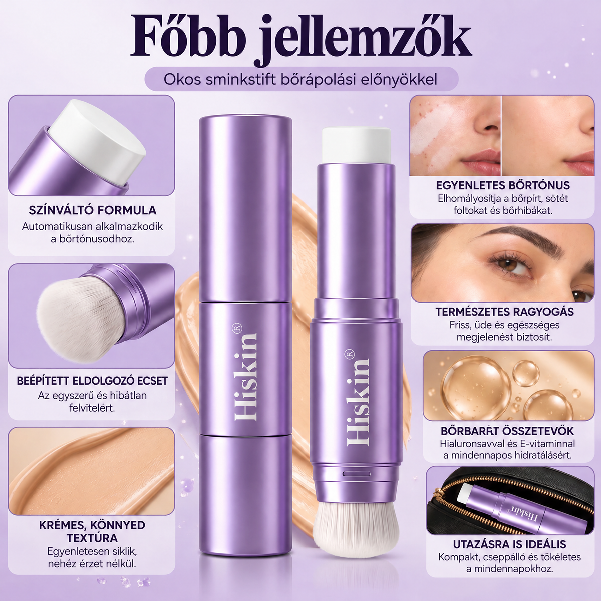 AZ UTOLSÓ 2 ÓRÁBAN · 80% KEDVEZMÉNY!  Hiskin® 2 az 1-ben színváltó alapozó stift | Elfedi az öregségi foltokat, halványítja a finom ráncok láthatóságát és hidratálja a bőrt – beépített ecsettel a fiatalos, ragyogó arcbőrért!🔥