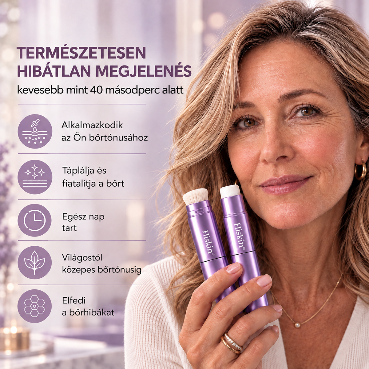 AZ UTOLSÓ 2 ÓRÁBAN · 80% KEDVEZMÉNY!  Hiskin® 2 az 1-ben színváltó alapozó stift | Elfedi az öregségi foltokat, halványítja a finom ráncok láthatóságát és hidratálja a bőrt – beépített ecsettel a fiatalos, ragyogó arcbőrért!🔥